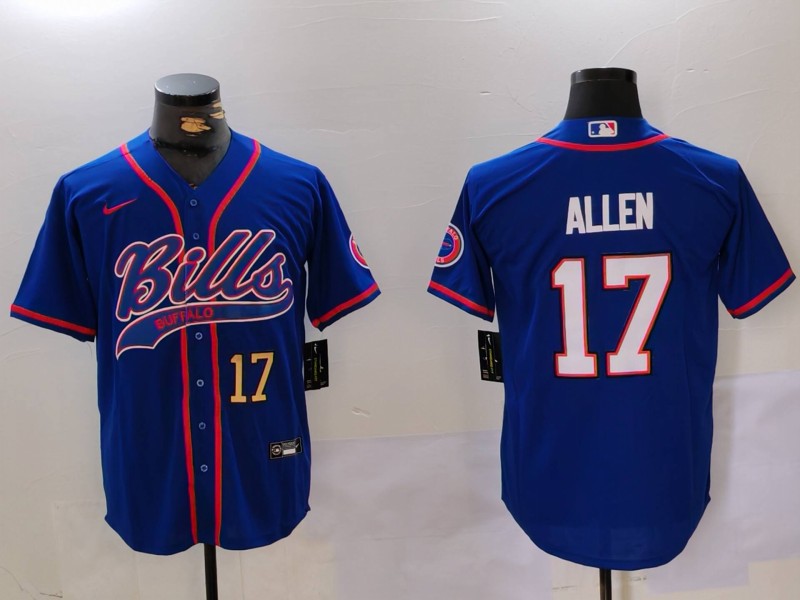 Men Buffalo Bills 17 Allen Blue Joint Name 2024 Nike Limited NFL Jersey style 9103